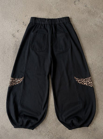 Leopard Baggy Pants – Schwarz