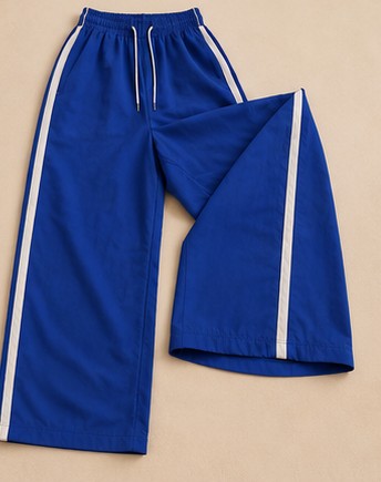 VELORA Damen Sport Set Blau – Wide Leg Hose & Langarm Top