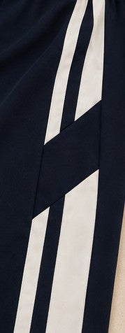 Dunkelblaue Wide Leg Trainingshose Damen – Sporthose mit Seitenstreifen – Größe L