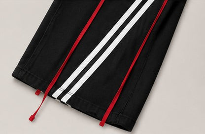 Y2K Fast Speed 23 Wide Leg Track Pants – Schwarz/Rot