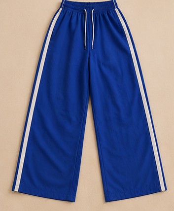 VELORA Damen Sport Set Blau – Wide Leg Hose & Langarm Top